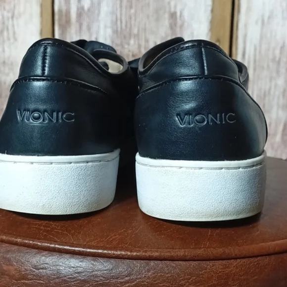 Vionic Keke sneaker black leather ribbon laces size 9.5 - Picture 3 of 9